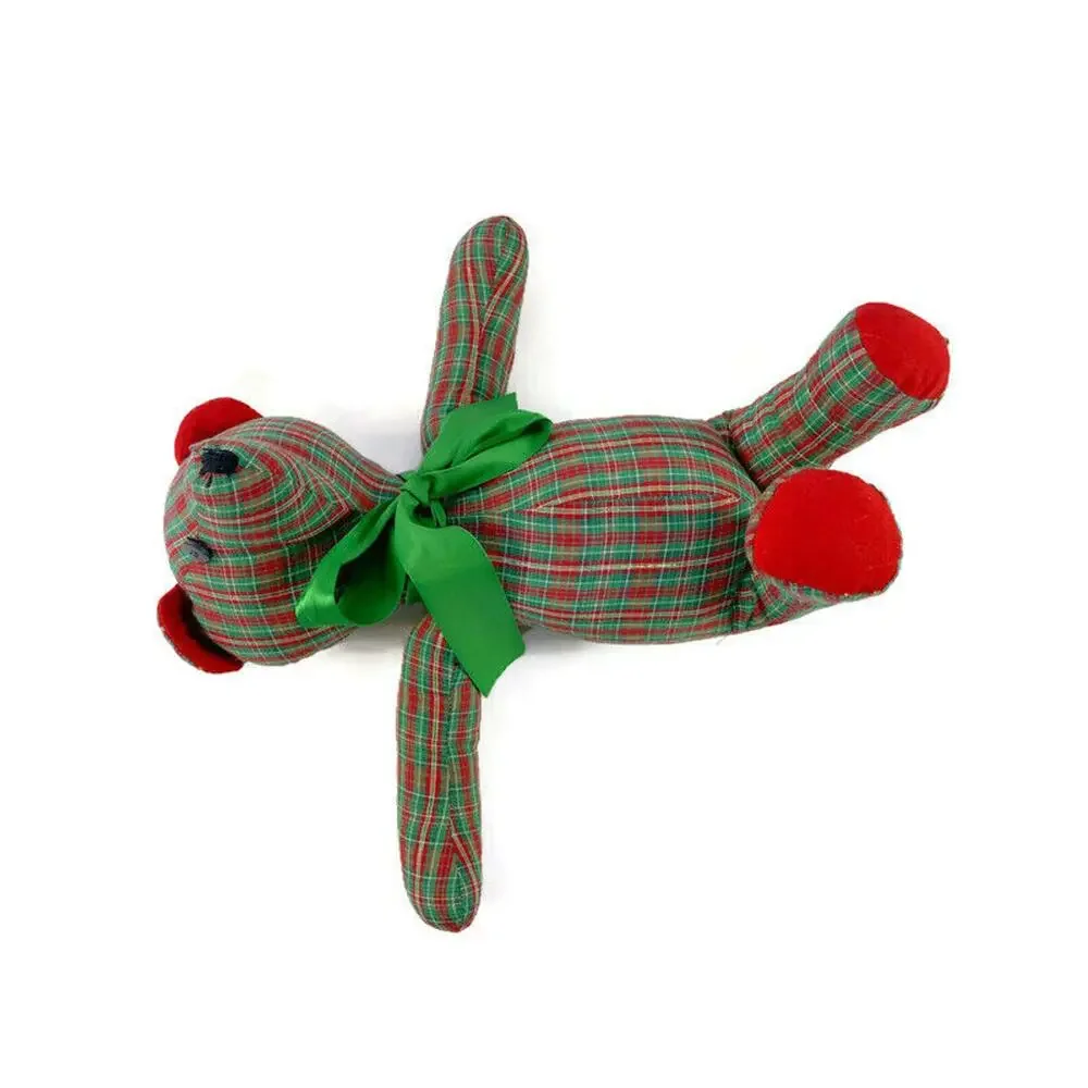 Green & Red Plaid Teddy Bear Plush Stuffed Animal with Green Bow Tie 18
